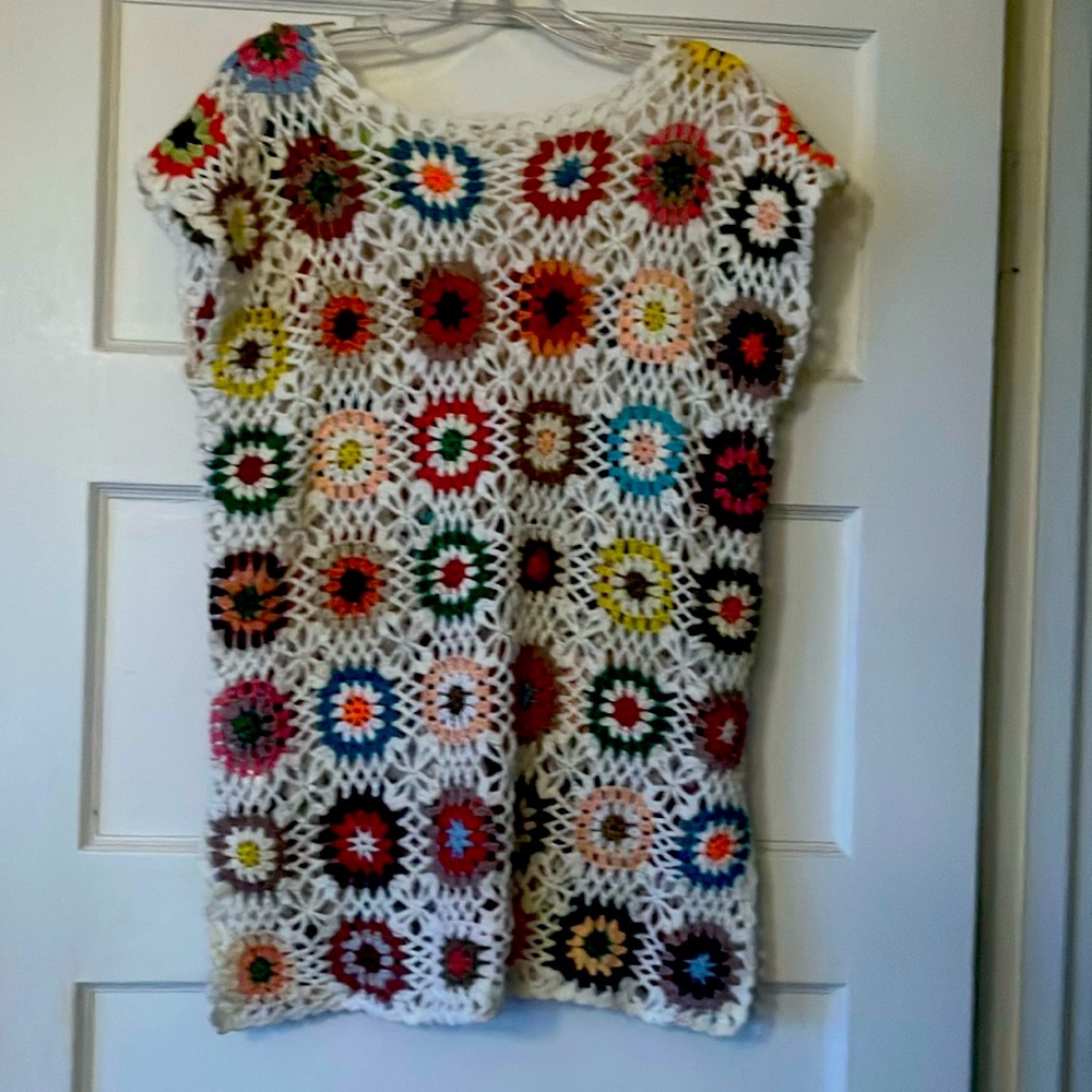 Cute and colorful crocheted sweater
